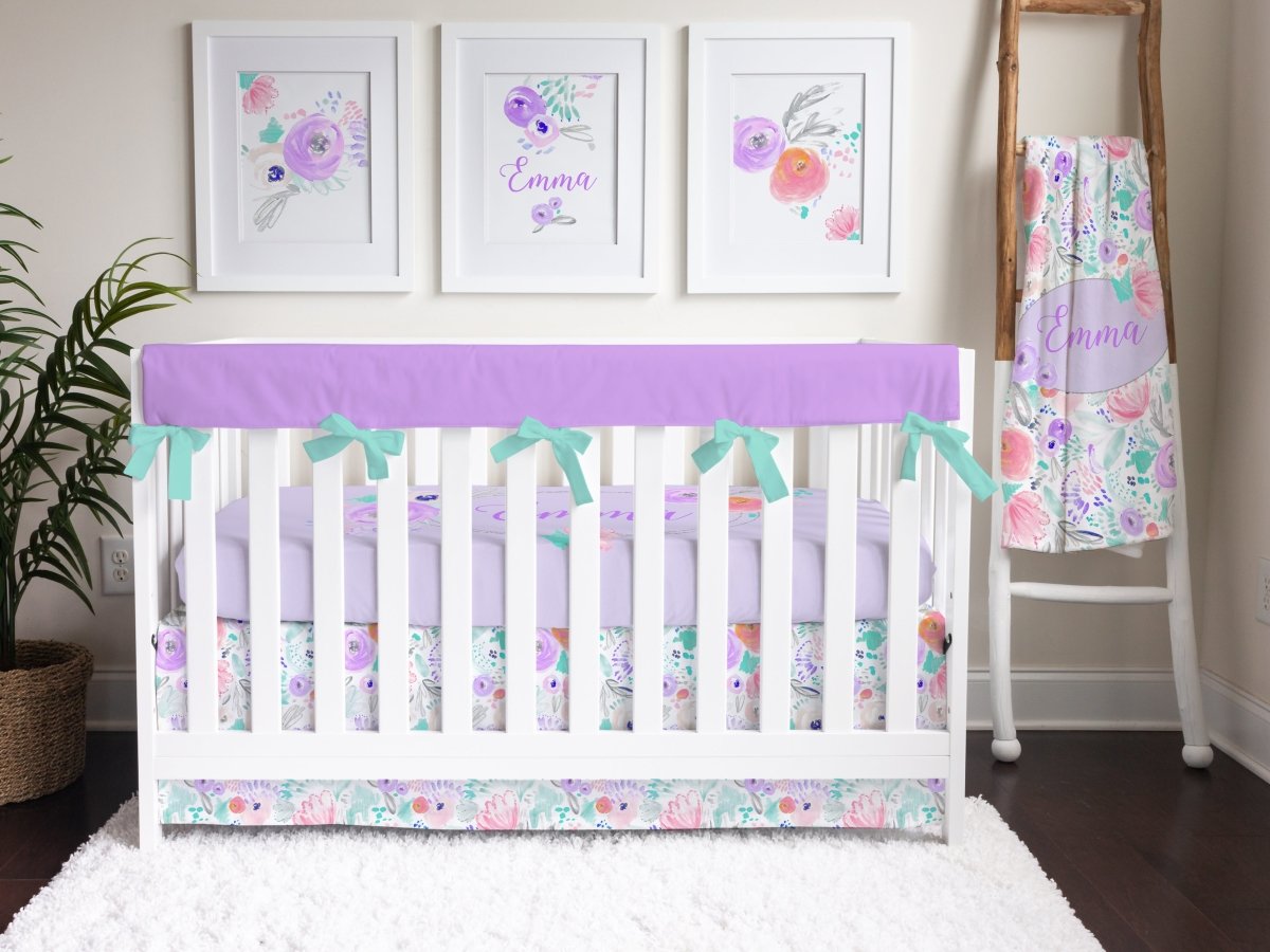 Purple Blooms Solid Crib Bedding - gender_girl, Purple Blooms, text