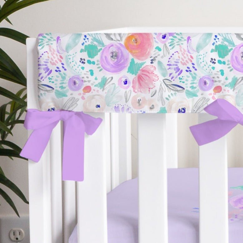 Purple Blooms Striped Crib Bedding - gender_girl, Purple Blooms, text