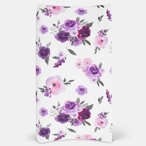 Purple Floral Changing Pad Cover - gender_girl, Purple Floral, Theme_Floral