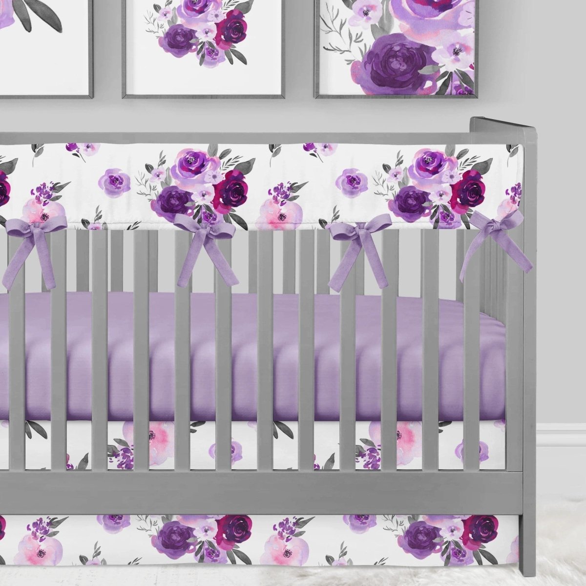 Purple Floral Crib Bedding - gender_girl, Purple Floral, Theme_Floral
