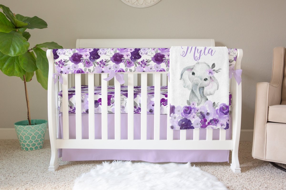 Purple Floral Elephant Nursery Collection - gender_girl, Purple Floral Elephant, text