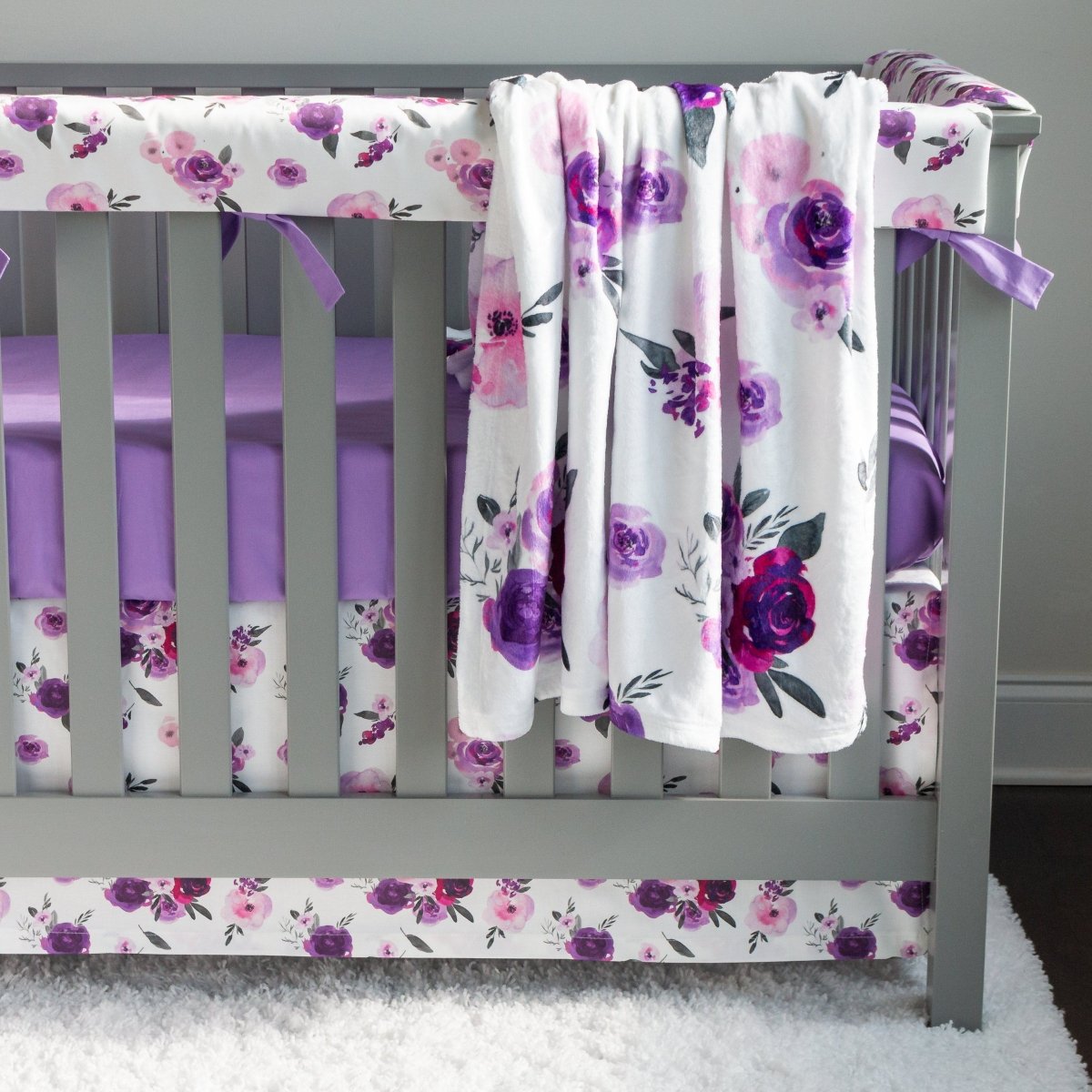 Purple Floral Milestone Blanket - gender_girl, Purple Floral, text