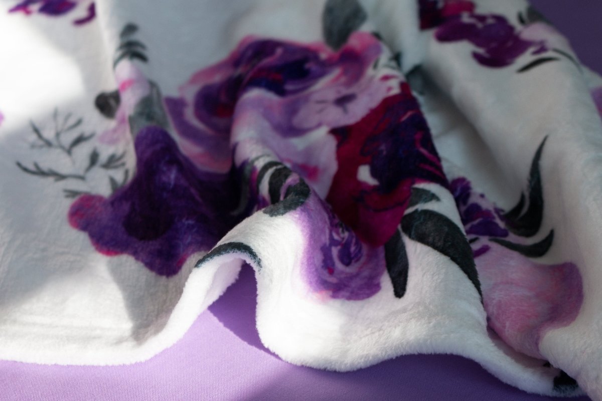Purple Floral Minky Blanket - gender_girl, Personalized_No, Purple Floral