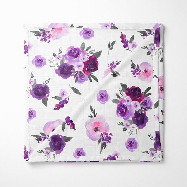 Purple Floral Muslin Blanket - gender_girl, Purple Floral, Theme_Floral