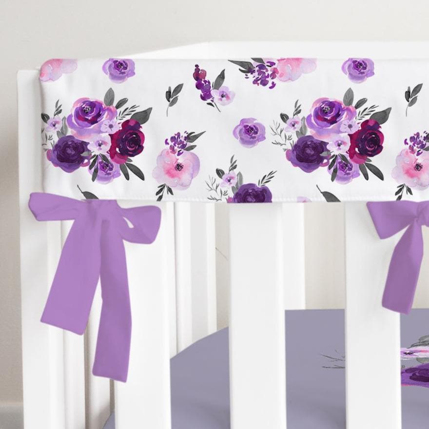 Purple Floral Ruffled Crib Bedding - gender_girl, Purple Floral, text