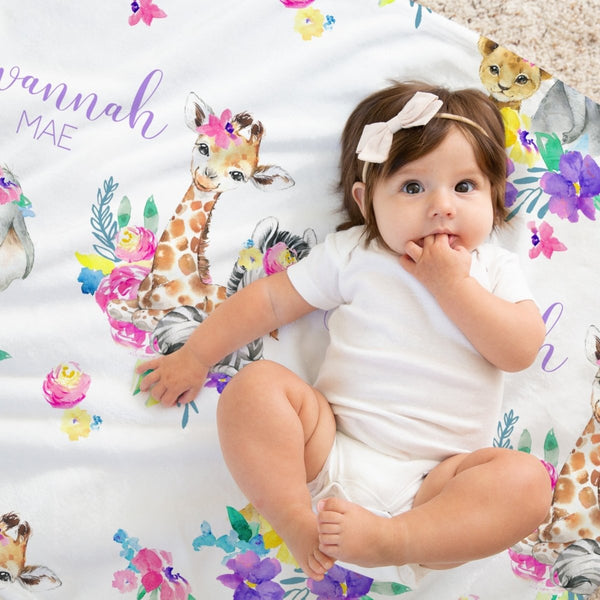 Safari Babe Personalized Baby Blanket - gender_girl, Personalized_Yes, Safari Babe