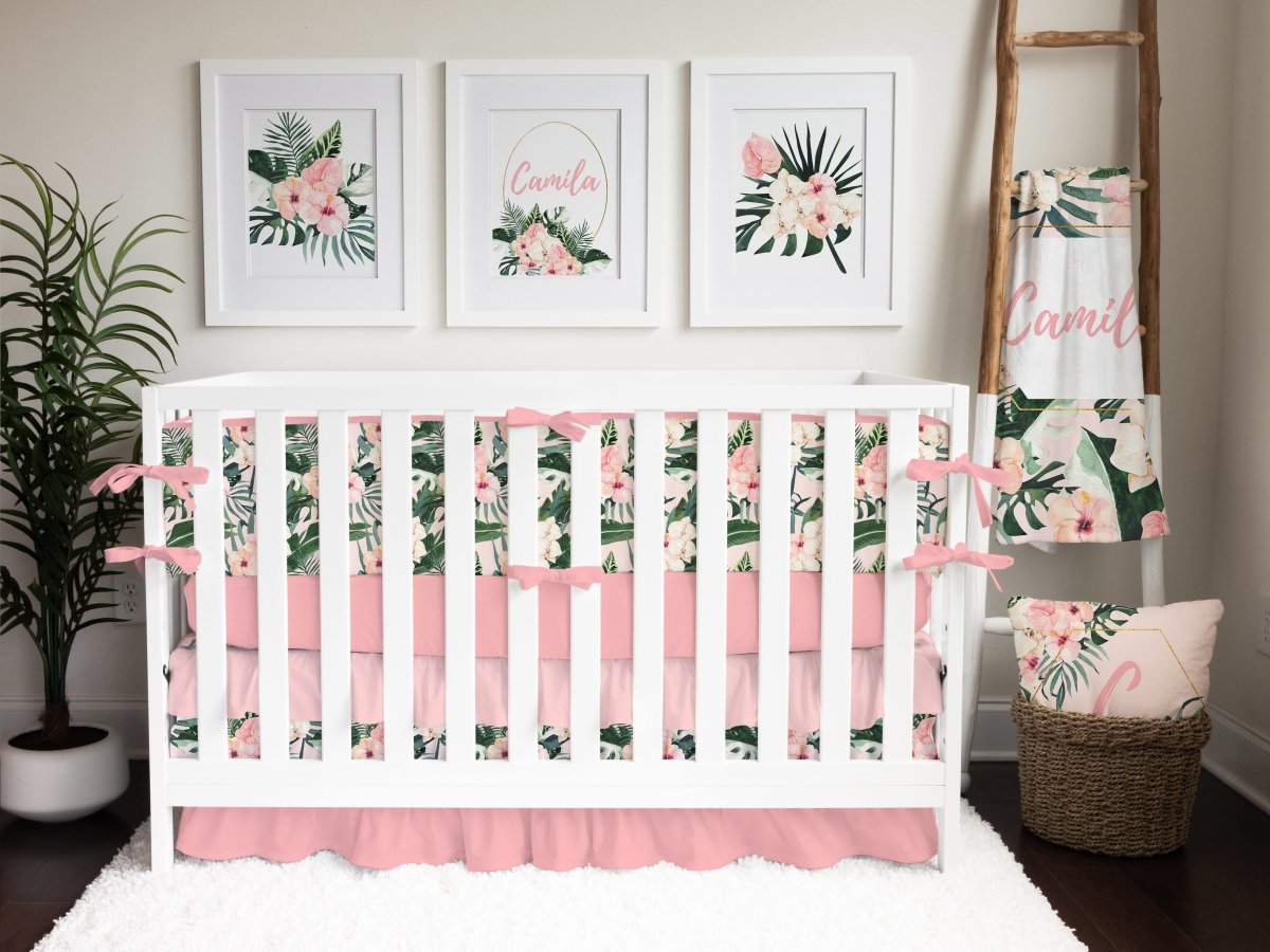 Solid Tropical Pink Crib Sheet - gender_girl, Theme_Floral, Theme_Solid