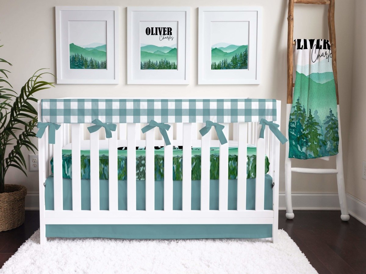 Solid Turquoise Crib Skirt - gender_boy, Theme_Solid, Theme_Woodland