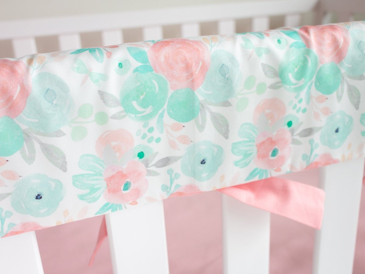 Spring Mint Floral Crib Bedding - gender_girl, Spring Mint Floral, Theme_Floral