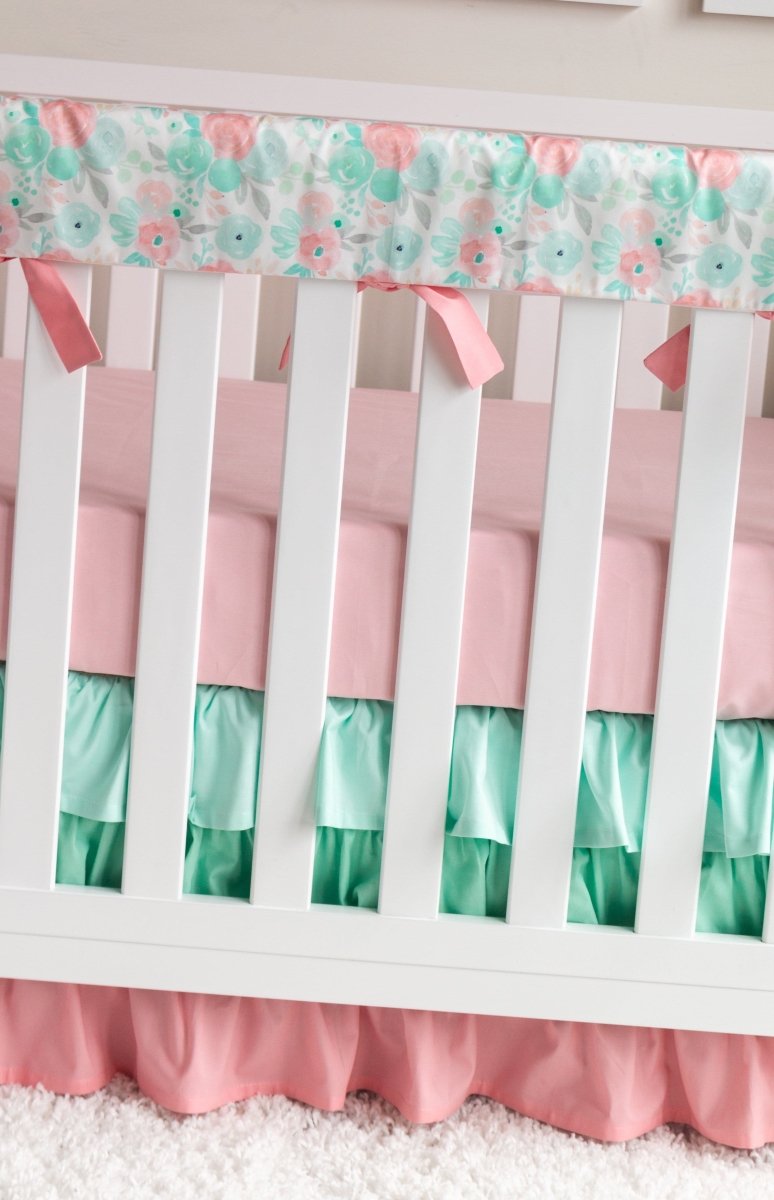 Spring Mint Floral Crib Bedding - gender_girl, Spring Mint Floral, Theme_Floral