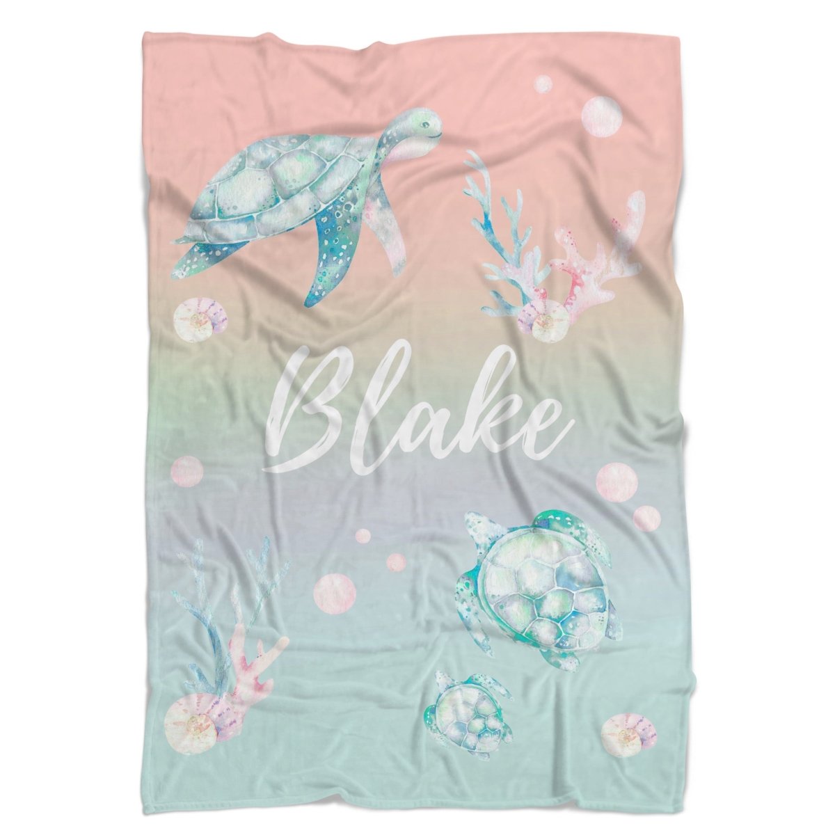 Sweet Sea Turtles Personalized Minky Blanket - gender_boy, gender_girl, gender_neutral