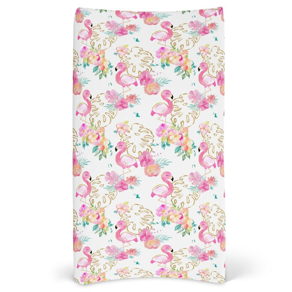 Tropical Flamingo Changing Pad Cover - gender_girl, Theme_Tropical, Tropical Flamingo