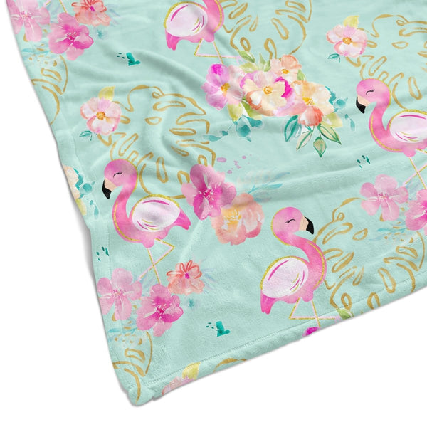 Tropical Flamingo Minky Blanket - gender_girl, Personalized_No, Theme_Tropical