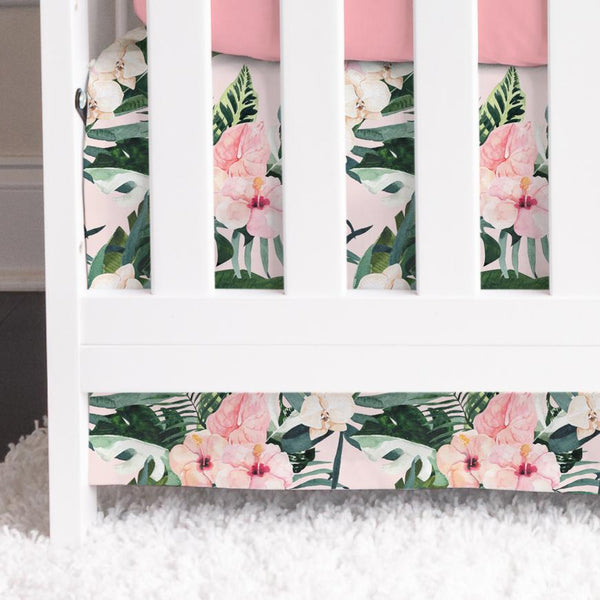 Tropical Floral Crib Skirt - gender_girl, Theme_Floral, Theme_Tropical