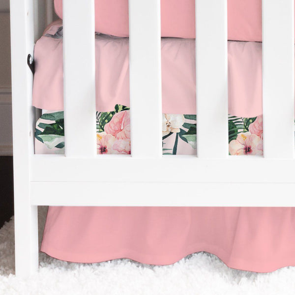 Tropical Floral Ruffled Crib Skirt - gender_girl, Theme_Floral, Theme_Tropical