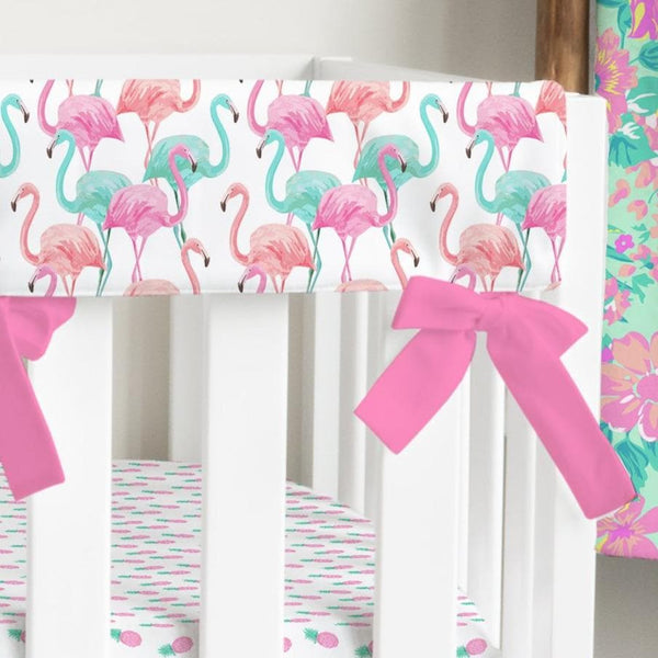 Tropical Paradise Flamingo Crib Rail Guards - gender_girl, Theme_Floral, Theme_Tropical