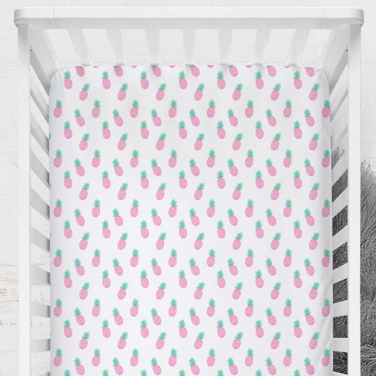 Tropical Paradise Flamingo Ruffled Crib Bedding - gender_girl, Theme_Floral, Theme_Tropical
