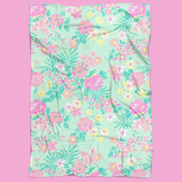 Tropical Paradise Floral Minky Blanket - gender_girl, Personalized_No, Theme_Floral