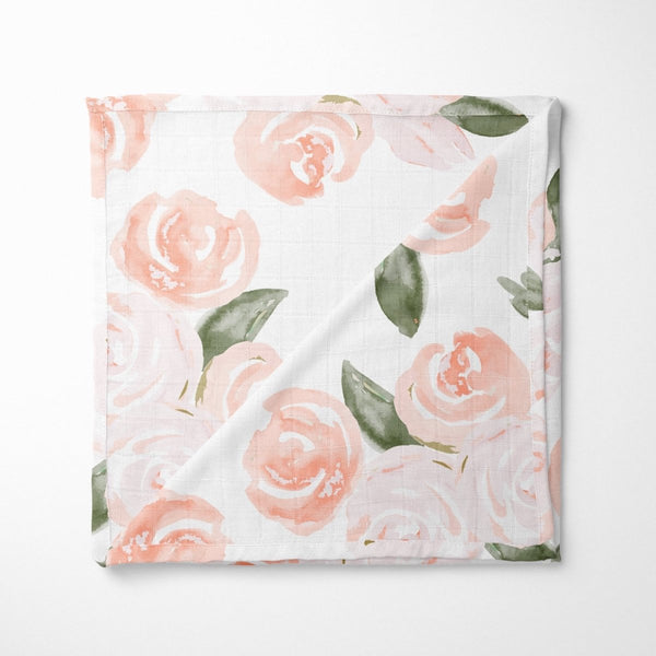 Watercolor Floral Muslin Blanket - gender_girl, Theme_Floral,