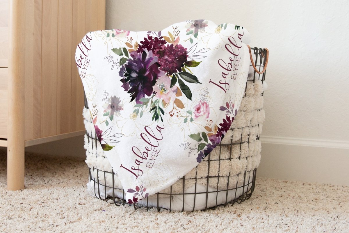 Whisper Floral Personalized Baby Blanket - gender_girl, Personalized_Yes, text