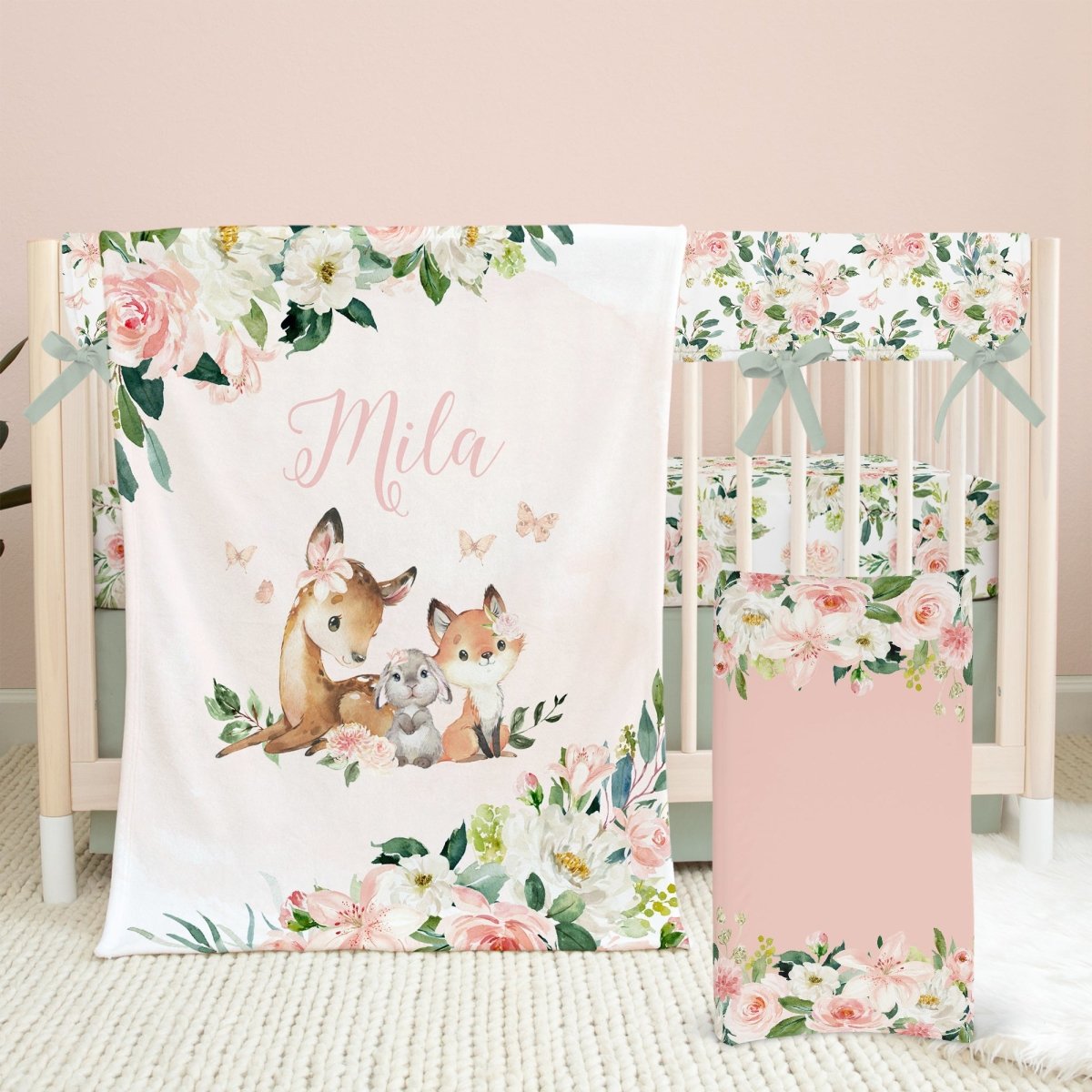 Woodland Meadows Floral Changing Pad Cover - gender_girl, Theme_Floral, Theme_Woodland