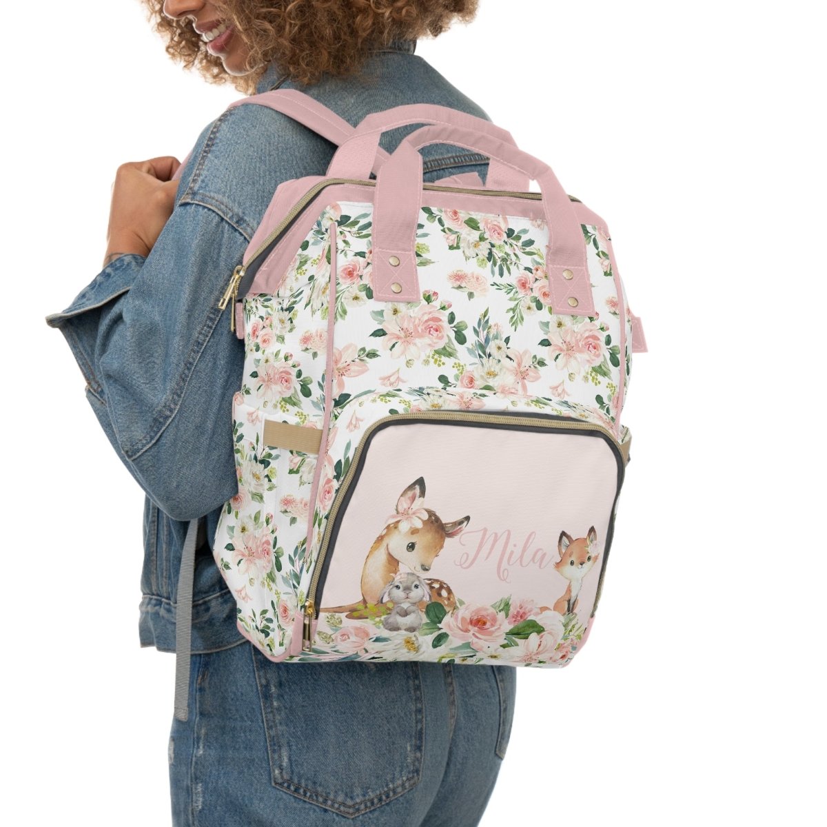 Woodland Meadows Personalized Backpack Diaper Bag - gender_girl, text, Theme_Floral