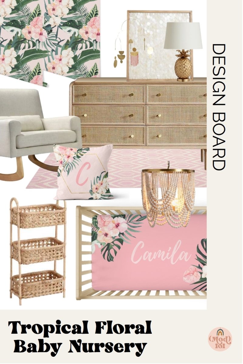 Nursery Design Board: Tropical Floral Baby Nursery - Modified Tot