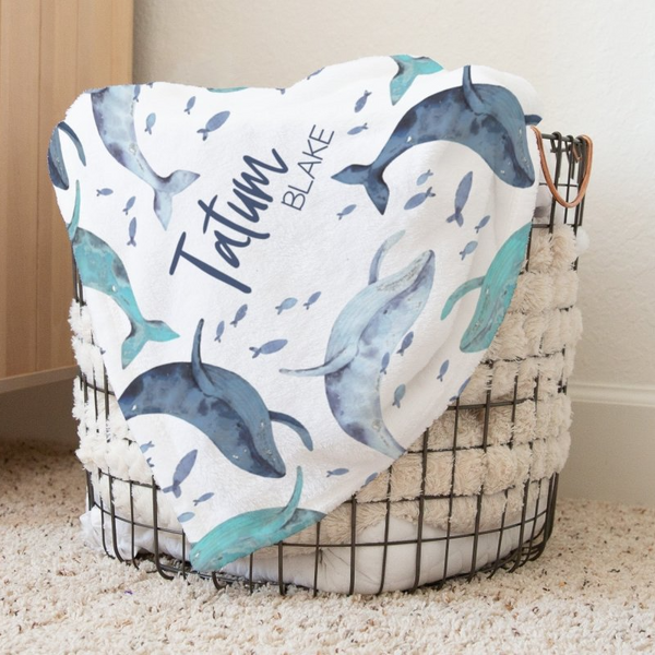 Oh Whale! Personalized Baby Blanket - gender_boy, gender_neutral, Oh Whale!
