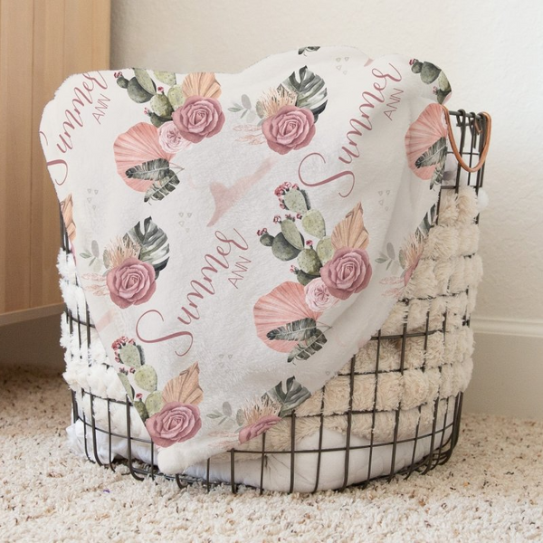 Desert Rose Personalized Baby Blanket - Desert Rose, gender_girl, text