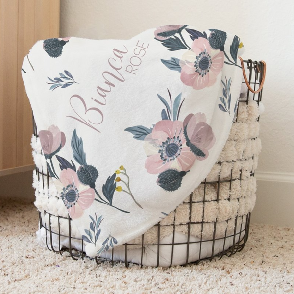 Moody Floral Personalized Baby Blanket - gender_girl, Moody Floral, Personalized_Yes