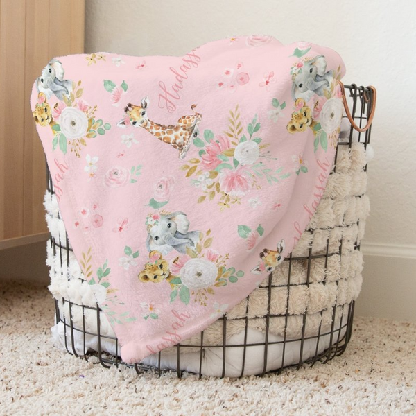 Floral Jungle Personalized Baby Blanket - Floral Jungle, gender_girl, Personalized_Yes