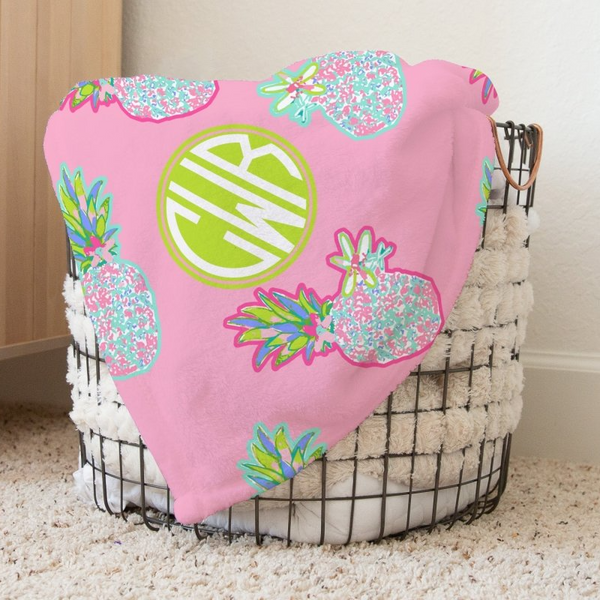 Preppy Summer Monogrammed Baby Blanket - gender_girl, Personalized_Yes, Preppy Summer