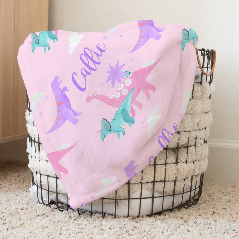Dino Grrrl Personalized Baby Blanket - Dino Grrrl, gender_girl, text