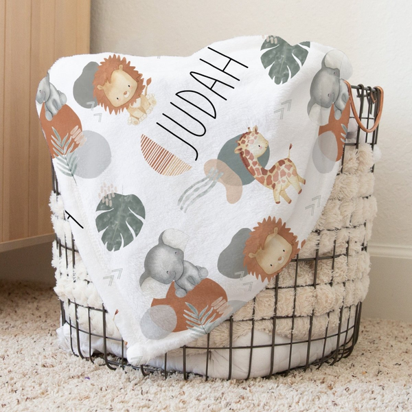 Modern Lion Personalized Baby Blanket - gender_boy, Modern Lion, Personalized_Yes