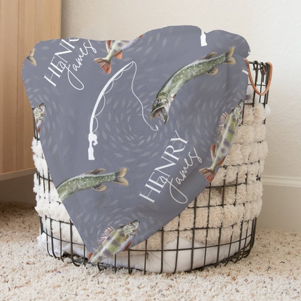 Gone Fishing Personalized Baby Blanket - gender_boy, Gone Fishing, Personalized_Yes