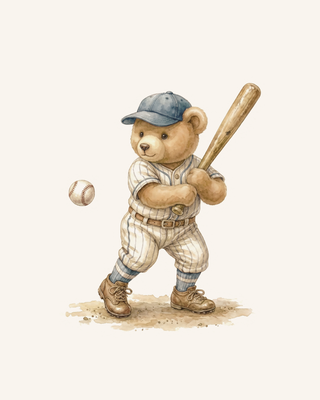 Nursery Art | Baseball Teddy