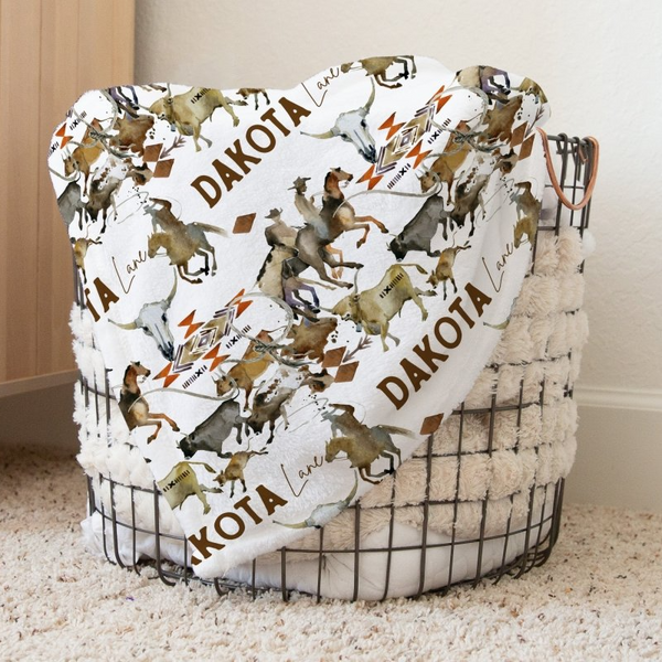 Wild West Cowboy Personalized Baby Blanket - gender_boy, Personalized_Yes, text