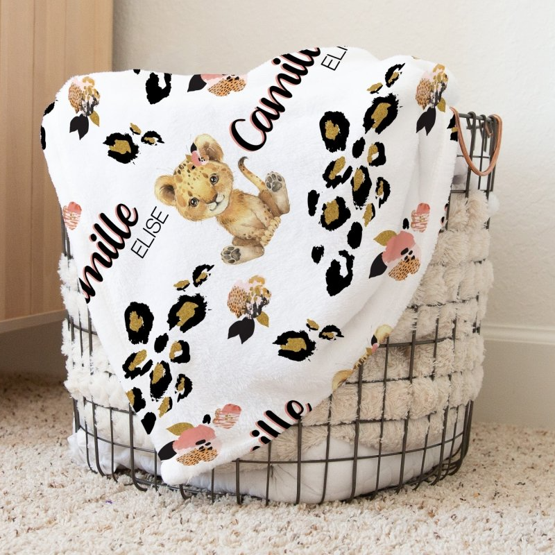 Leopard Love Personalized Baby Blanket - gender_girl, Leopard Love, Personalized_Yes