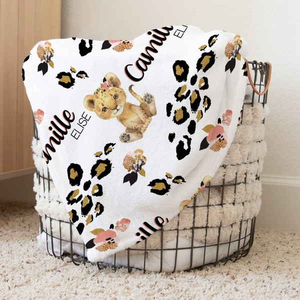 Leopard Love Personalized Baby Blanket - gender_girl, Leopard Love, Personalized_Yes