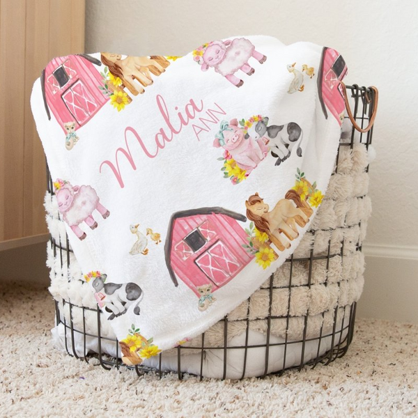 Farm Girl Personalized Baby Blanket - Farm Girl, gender_girl, Personalized_Yes
