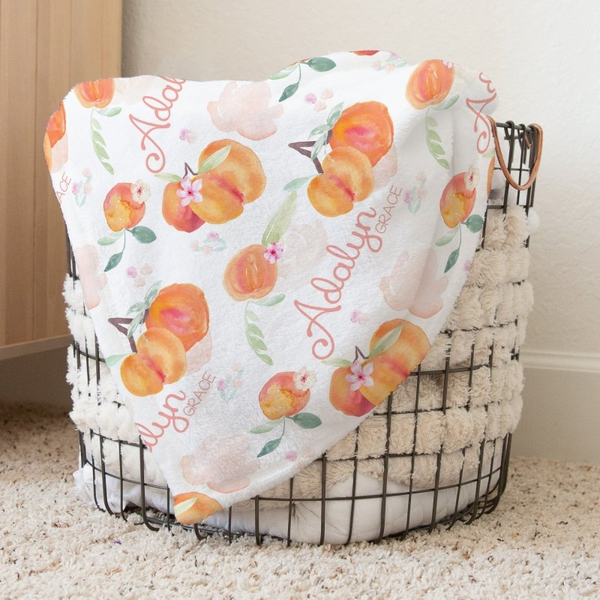 Sweet Georgia Peach Personalized Baby Blanket - gender_girl, Personalized_Yes, Sweet Georgia Peach