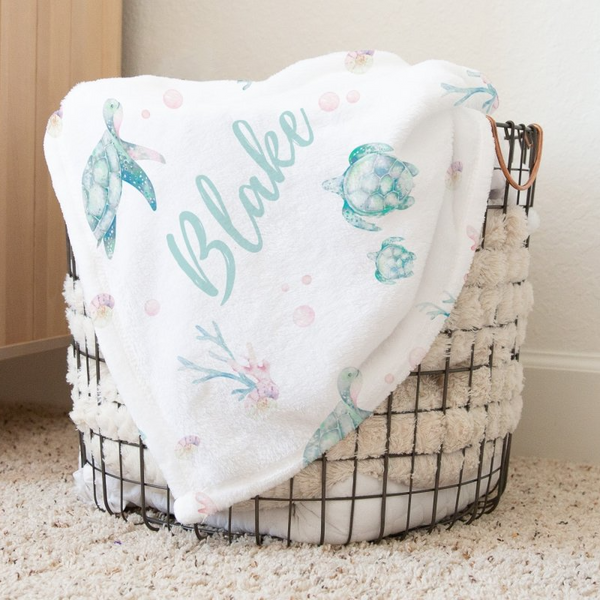 Sweet Sea Turtles Personalized Baby Blanket - gender_boy, gender_girl, gender_neutral