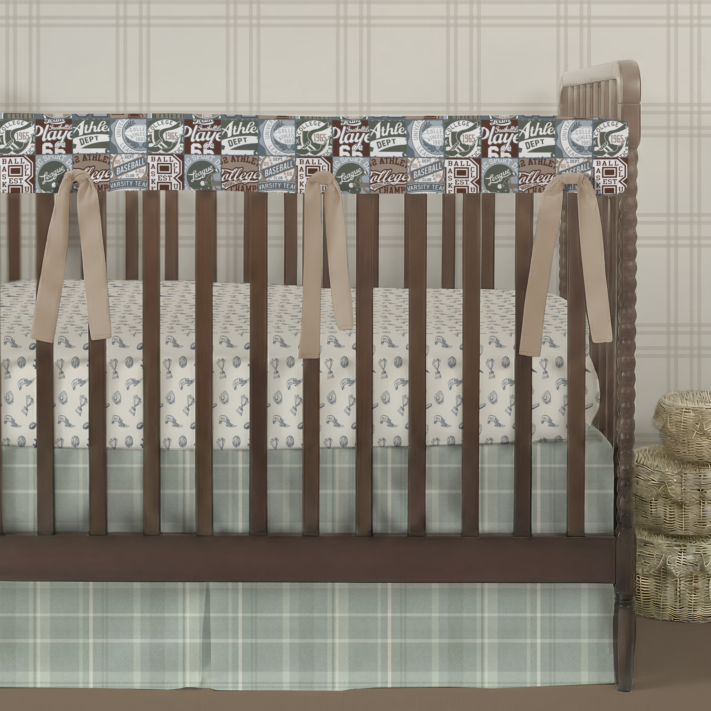 Crib Skirt | Classic Plaid Sage