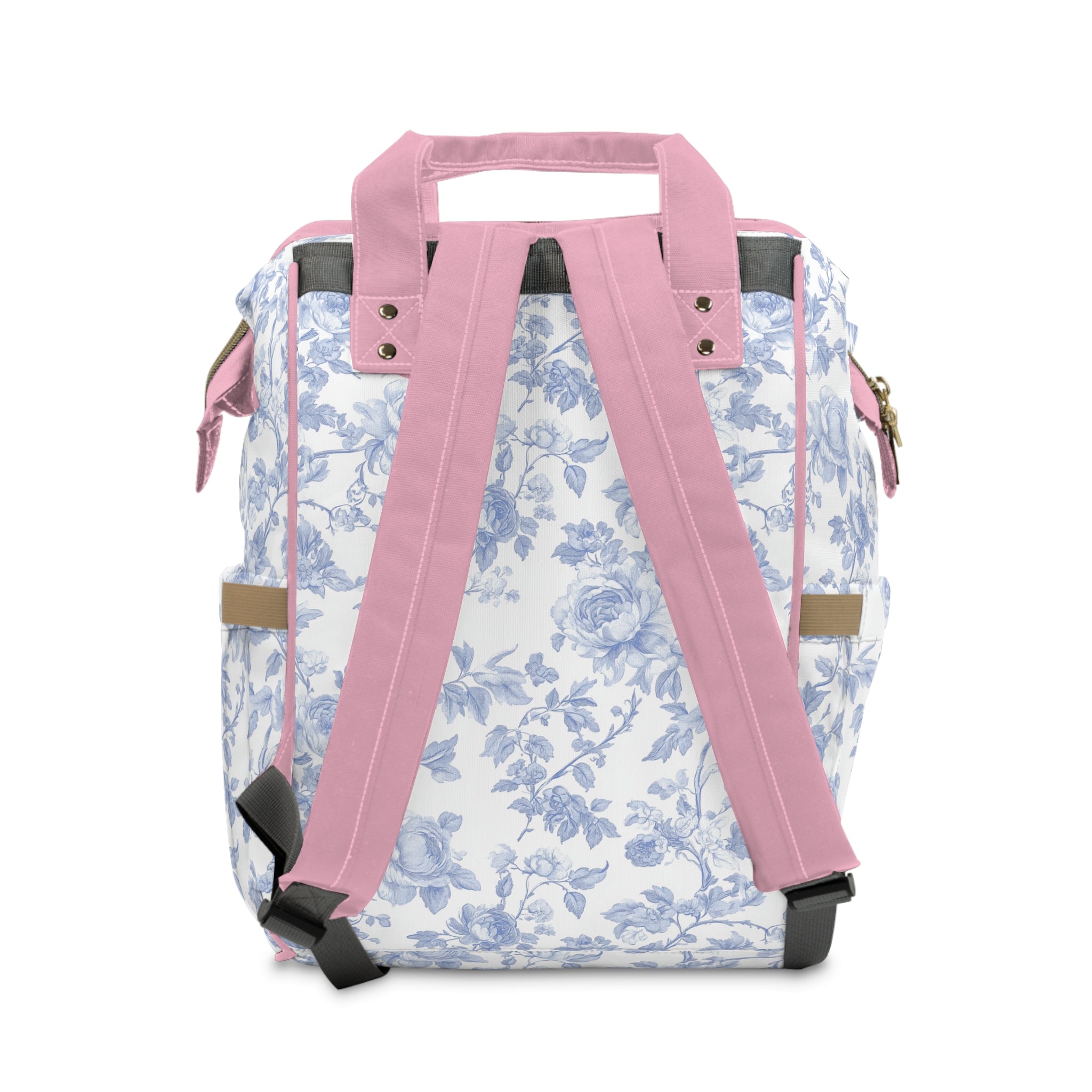 Fancy Bow Blue Toile Personalized Backpack Diaper Bag