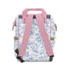 Fancy Bow Blue Toile Personalized Backpack Diaper Bag