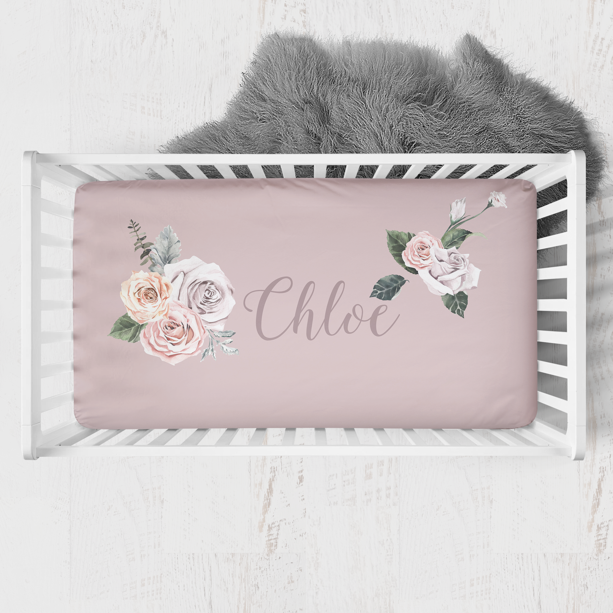 Romantic Rose Nursery Starter Crib Bedding Set