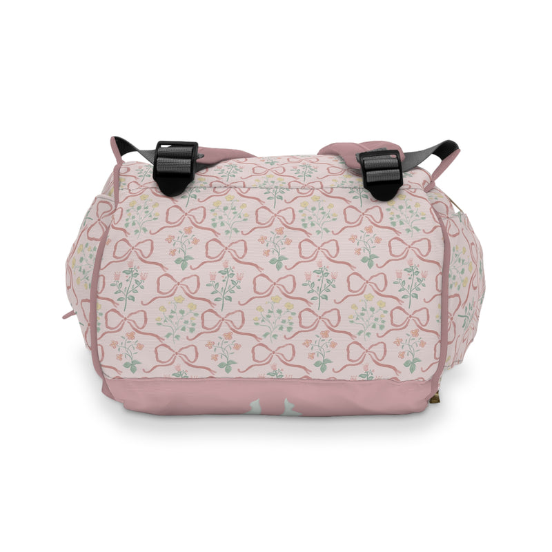 Backpack Diaper Bag | Garden Ribbon Crest