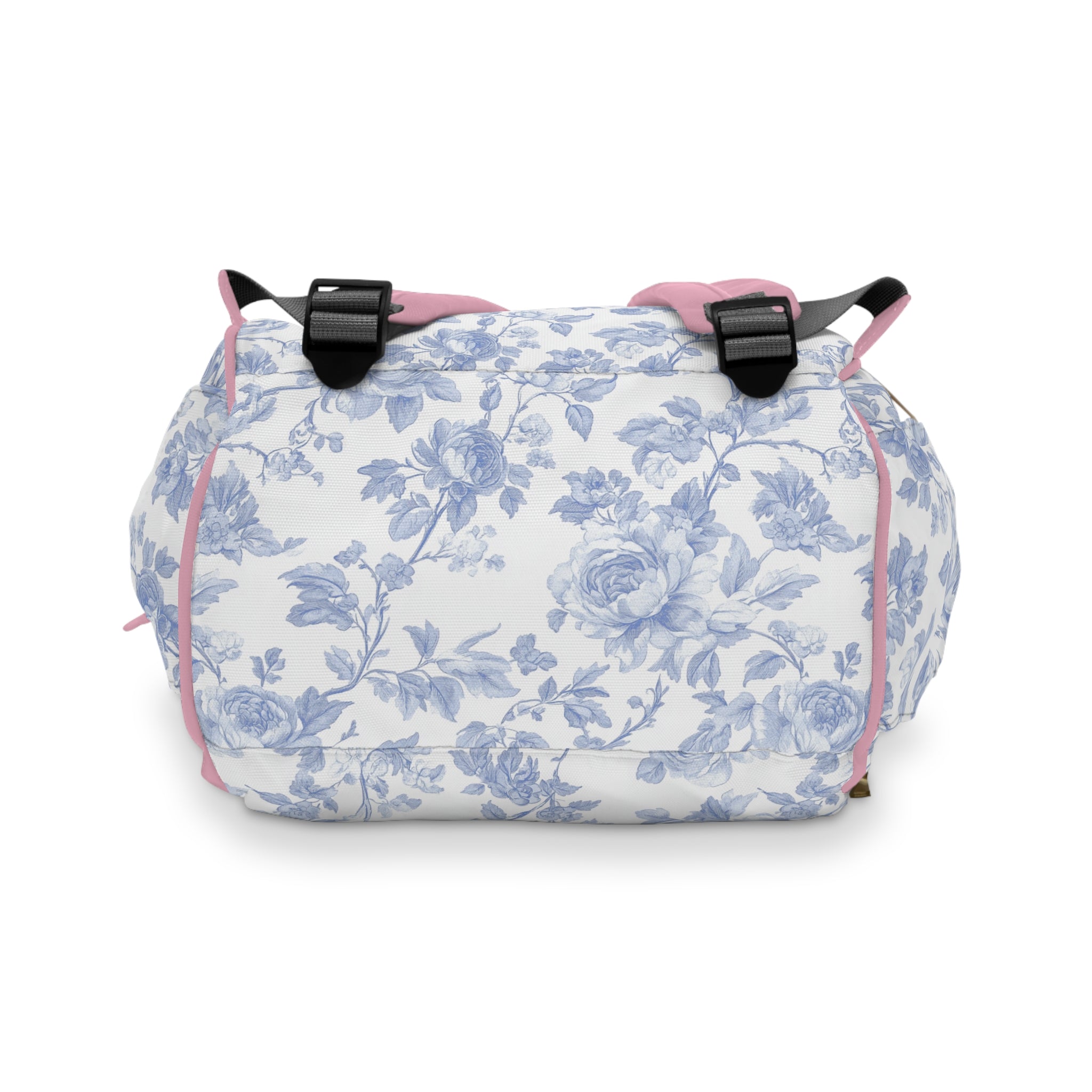 Fancy Bow Blue Toile Personalized Backpack Diaper Bag