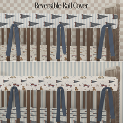 Crib Rail Cover | Boyhood Pennant Stripe Sky + Long Live Boyhood