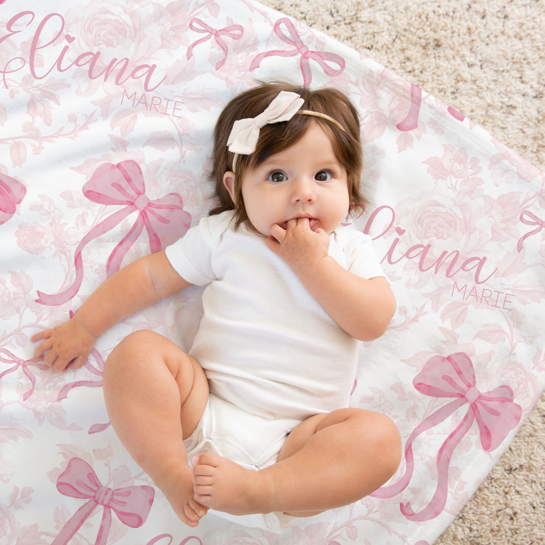 Fancy Bow Personalized Baby & Kids Blanket